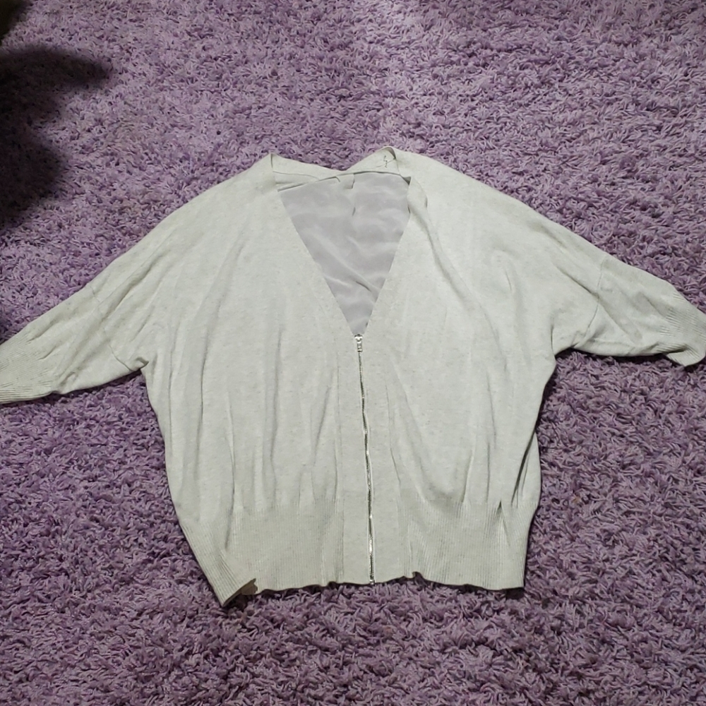 Plus Size white zip sweater